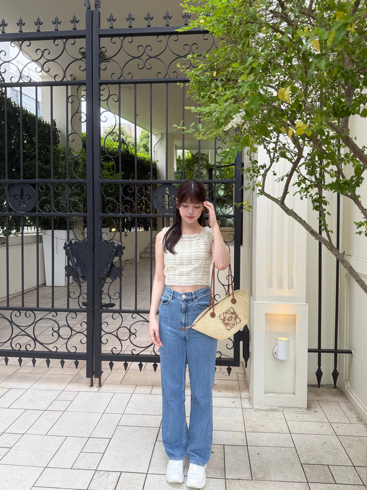 ミストレアス　Nep Tweed Compact Bustier ブルー　グレー Compact Tweed Bustier - MISTREASS