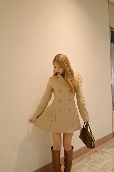 Pleated Dress Trench Coat