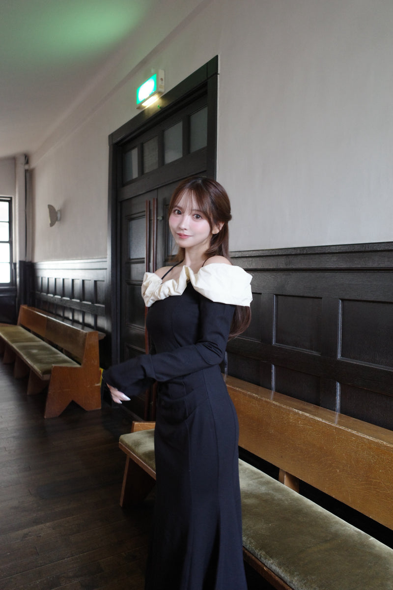 【9月下旬配送】Whipped Ruffle Semi-Mermaid Dress