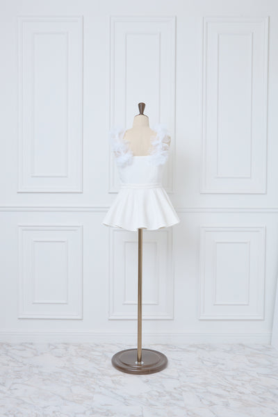 3D-Flower Strap Peplum Tunic