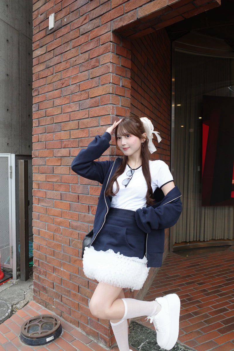 Sweat Hoodie & Frill Skirt Set