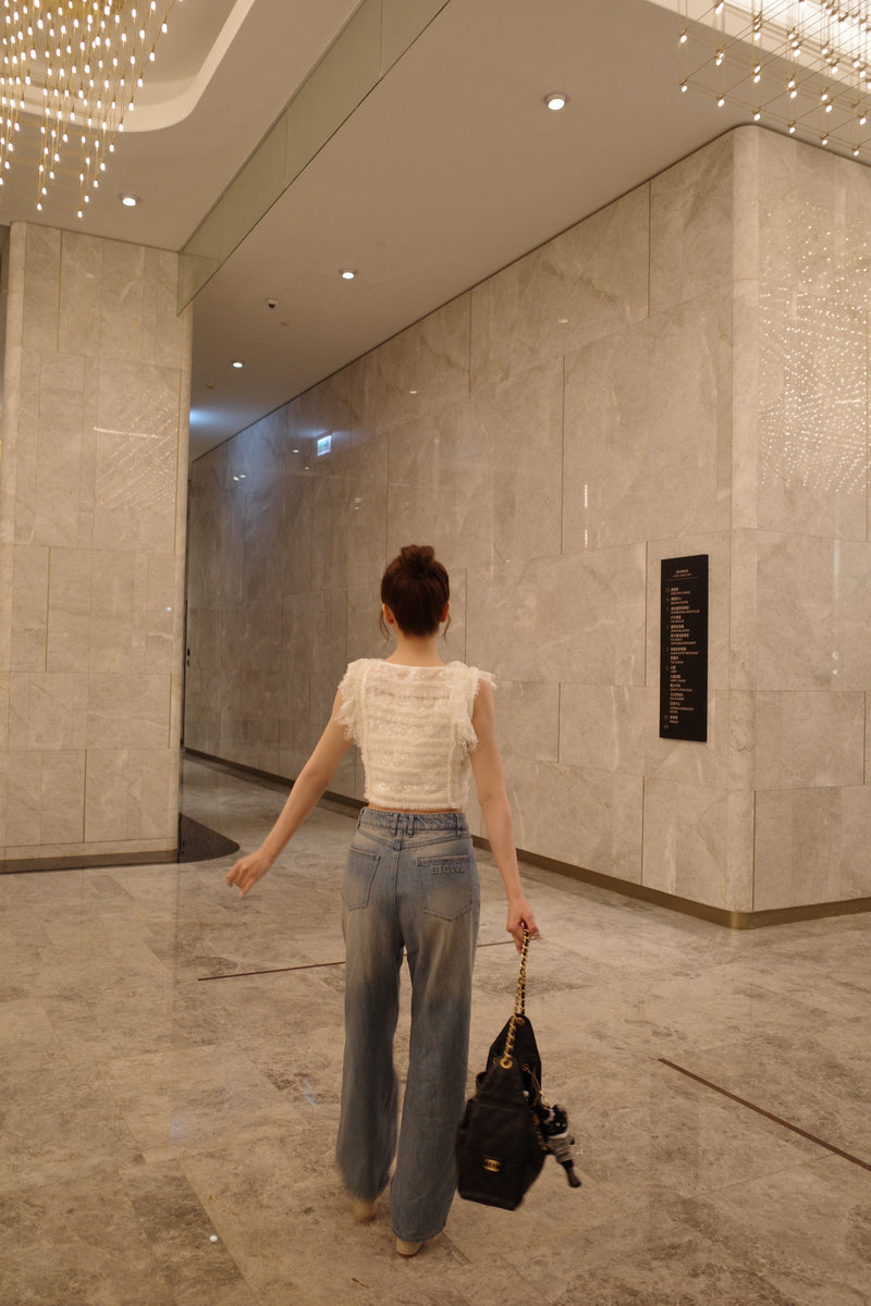 Sheer Sparkle Frill Top - MISTREASS