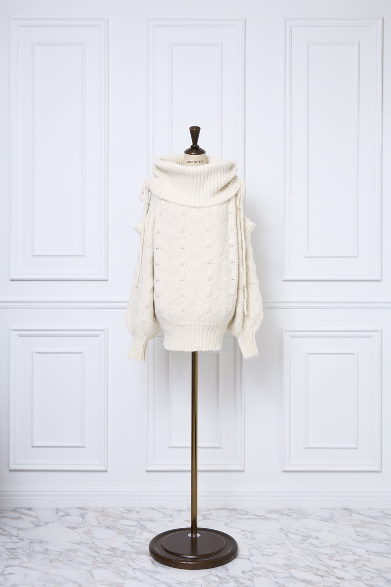 Sweet Ribbon Off-Shoulder Knit Dress