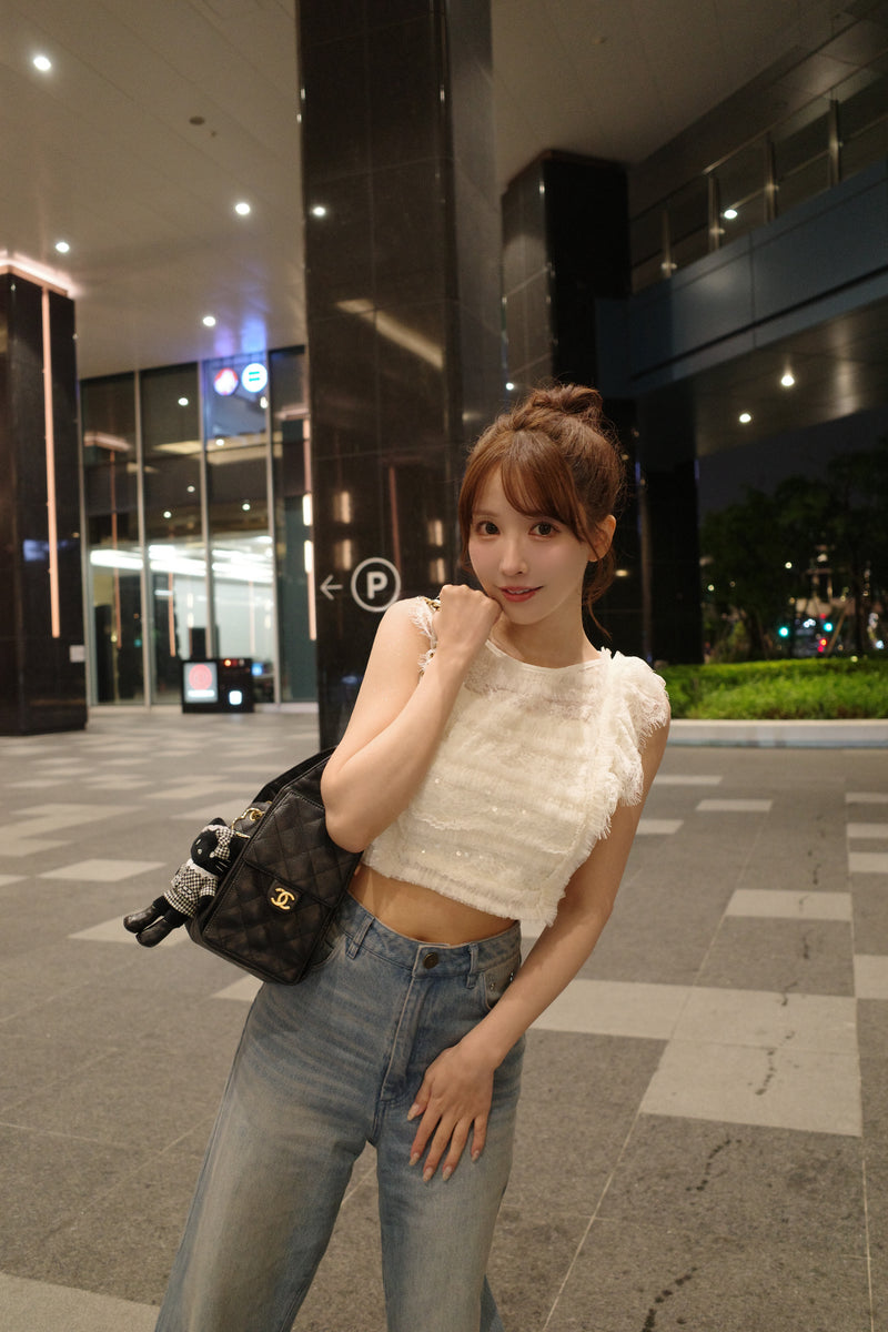 ミストレアス MISTREASS Sheer Sparkle Frill Top Sheer Sparkle Frill Top - MISTREASS