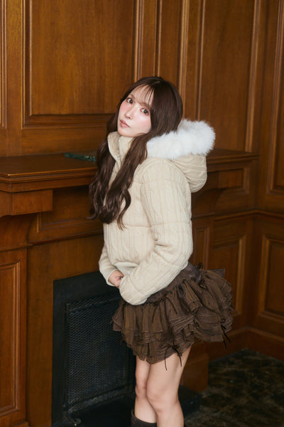 【12月上旬配送】Cable Knit Padded Jacket
