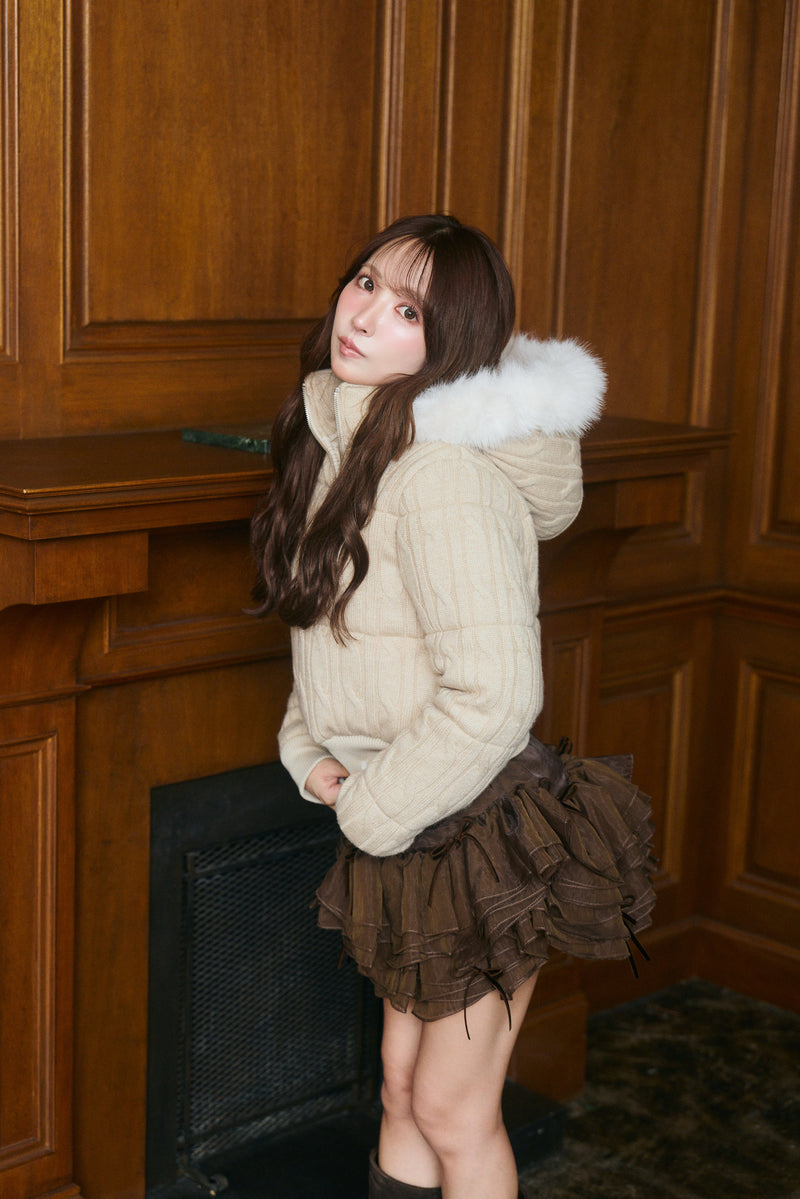 【12月上旬配送】Cable Knit Padded Jacket