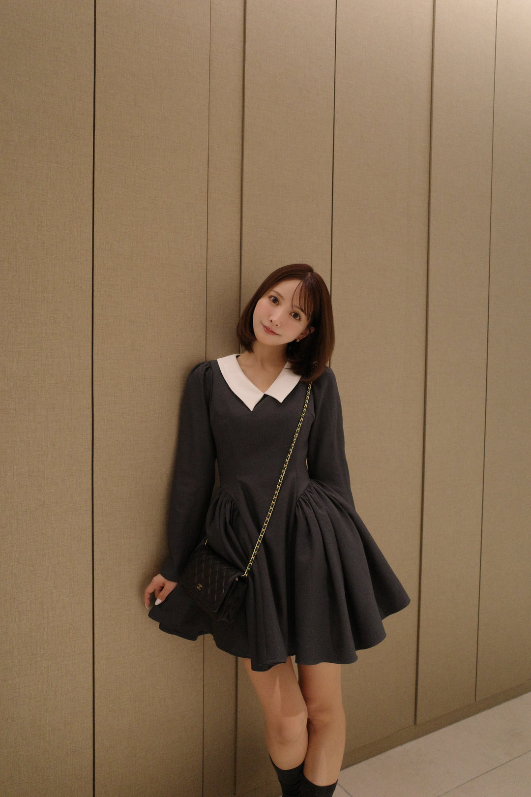 Side Volume Contrast Collar Dress - MISTREASS