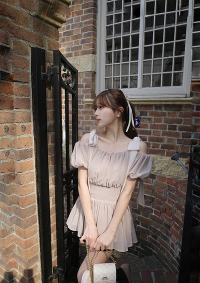 Shoulder Ribbon Soft Chiffon Tunic