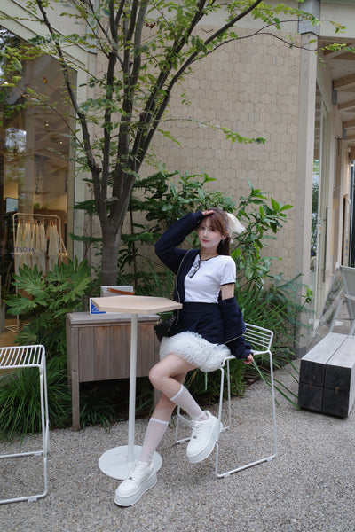 Sweat Hoodie & Frill Skirt Set