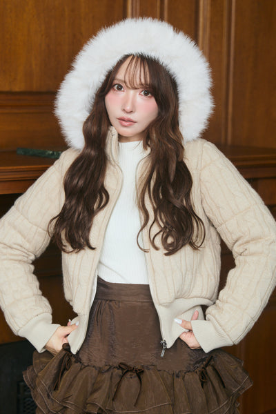 【12月上旬配送】Cable Knit Padded Jacket