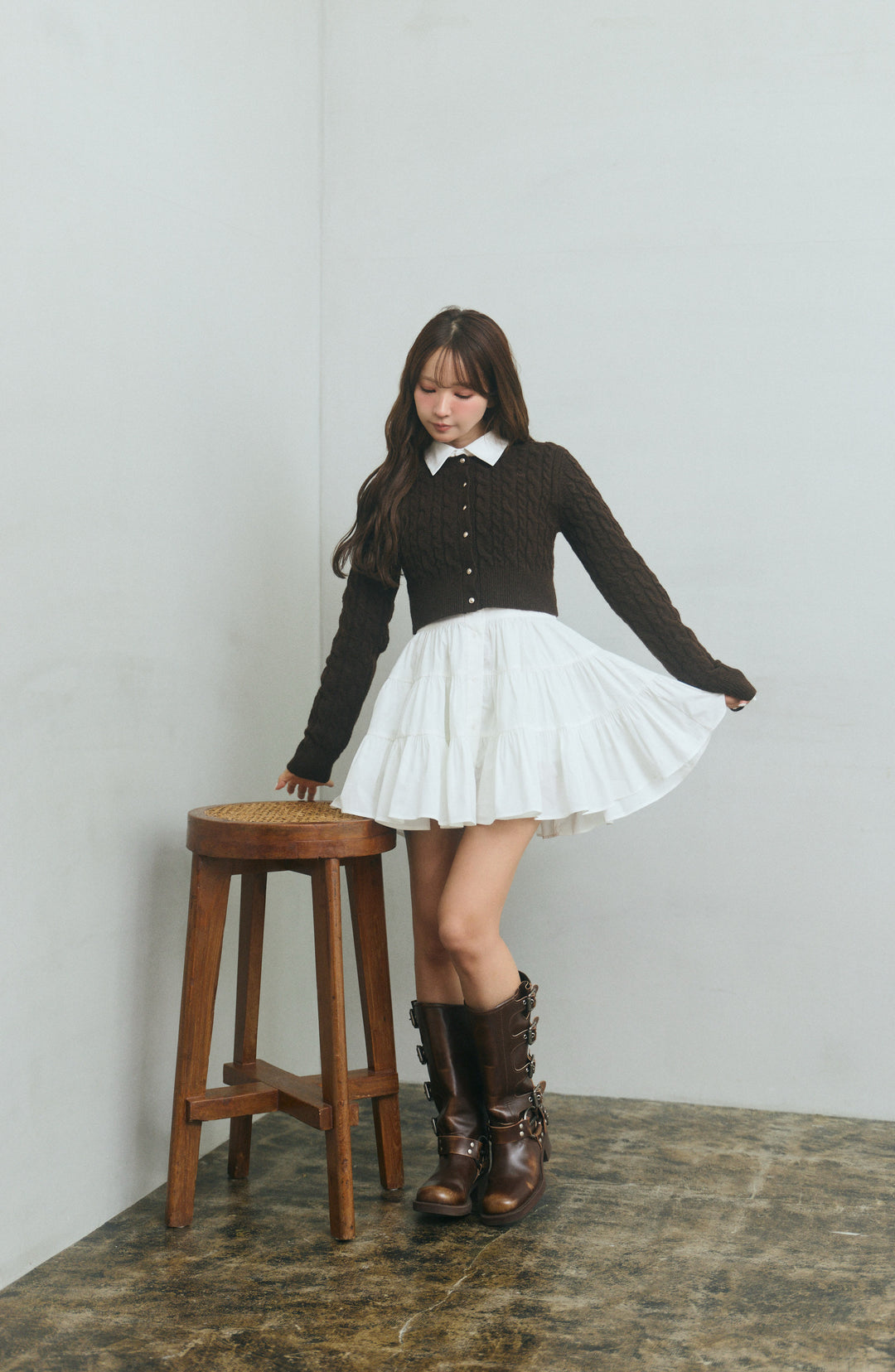 ワンピース MISTREASS Layered Cable Knit Dress Set Layered Cable Knit Dress Set - MISTREASS