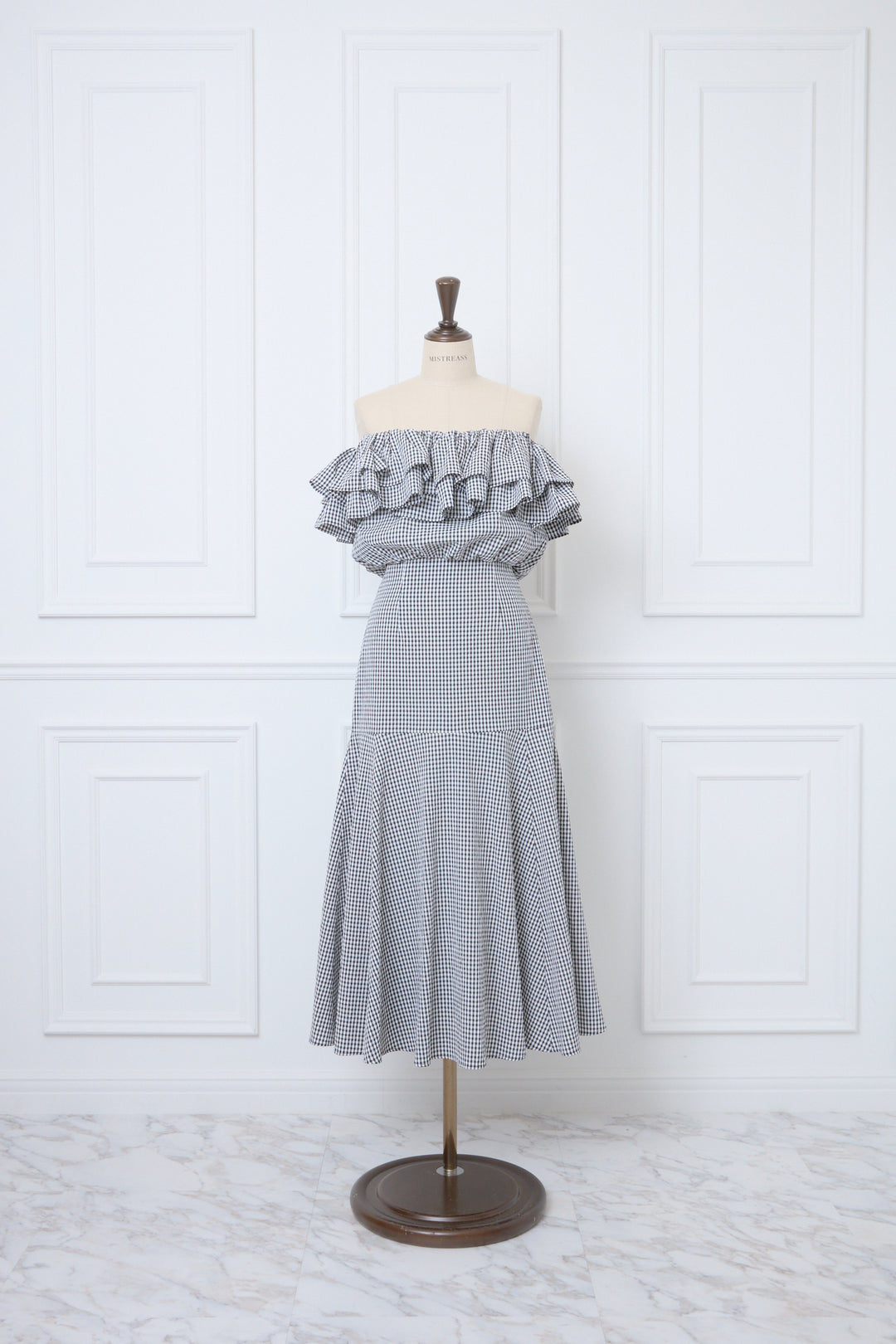 【BAON】Hebit Seersucker Check Frill Long Skirt FRILL LONG SKIRT