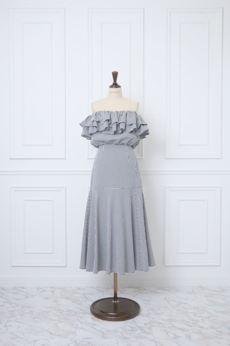 Gingham Check Frill Top & Long Skirt