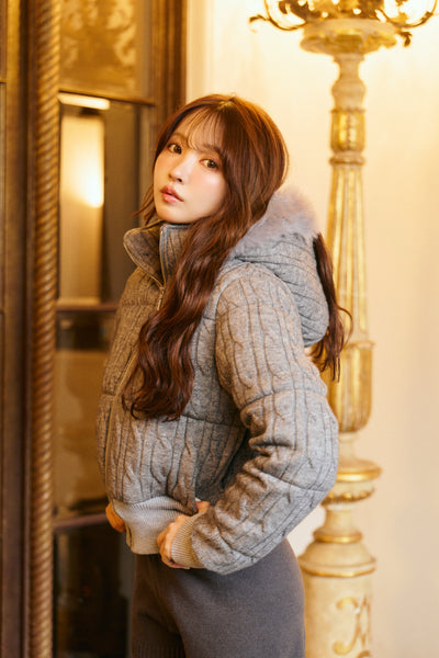 【12月上旬配送】Cable Knit Padded Jacket