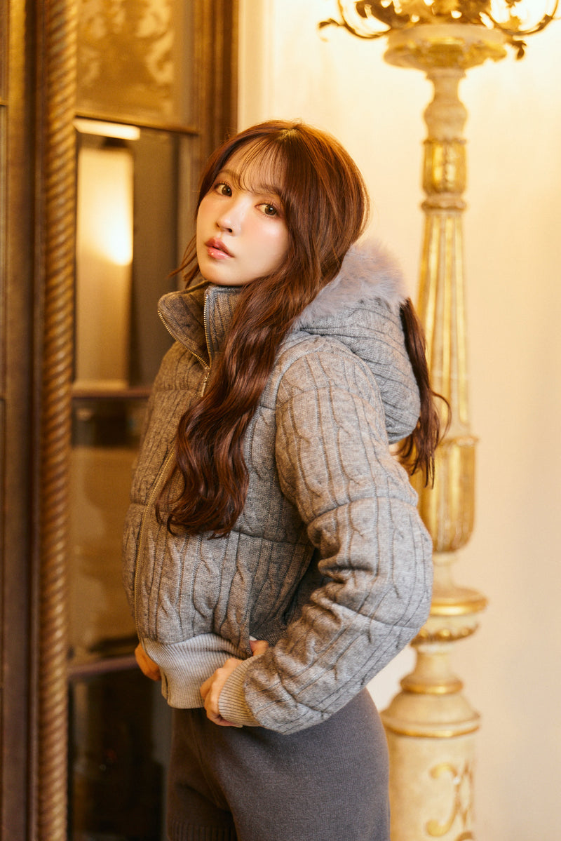【12月上旬配送】Cable Knit Padded Jacket
