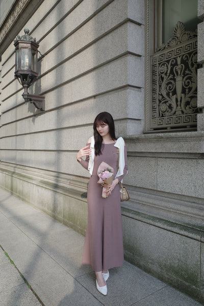 Open Shoulder Ribbon Knit Dress