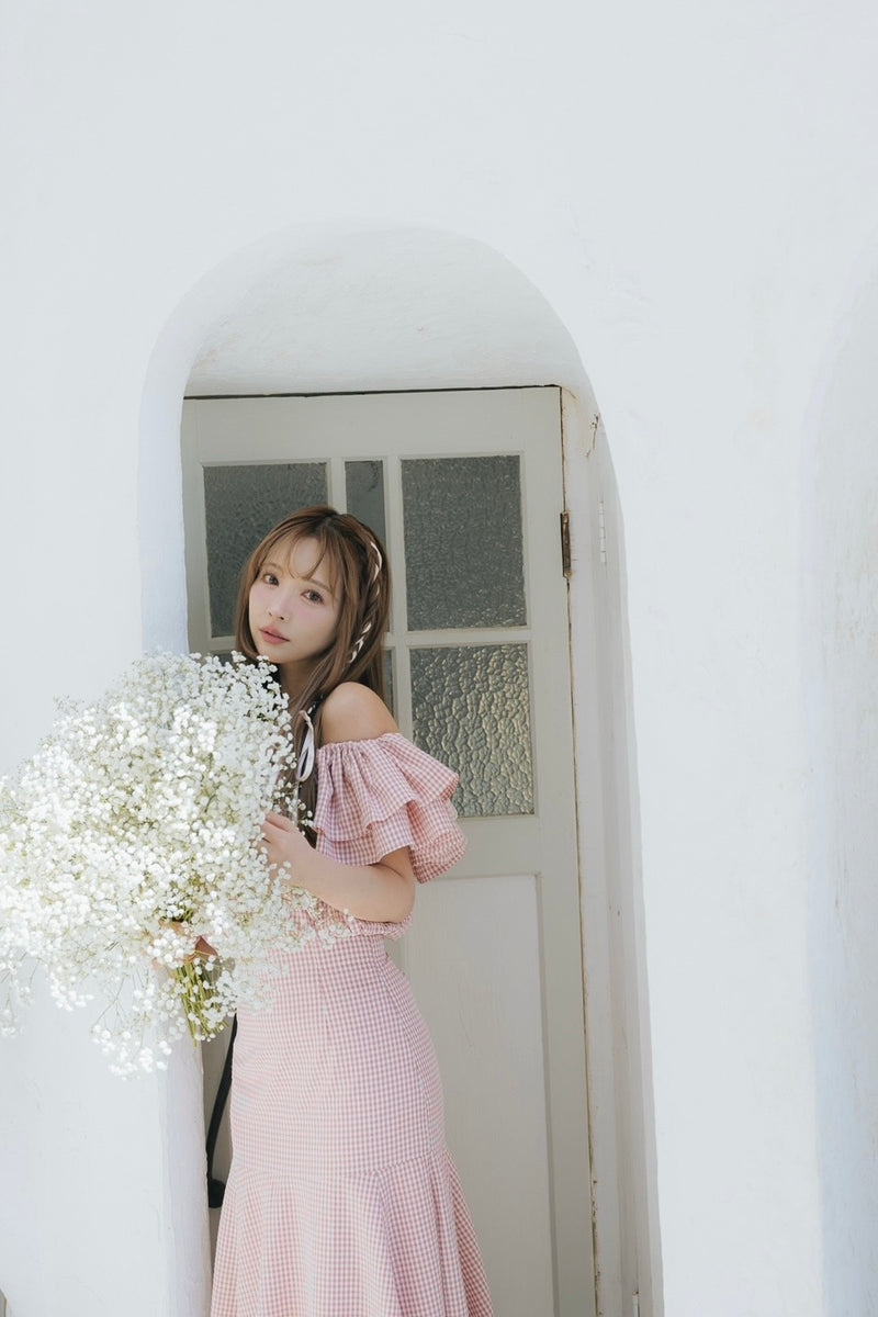 Gingham Check Frill Top & Long Skirt