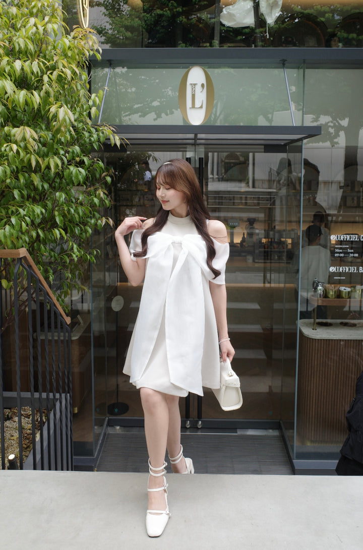 新品MISTREASS Sheer Big Ribbon Mini Dress Sheer Big Ribbon Mini Dress - MISTREASS