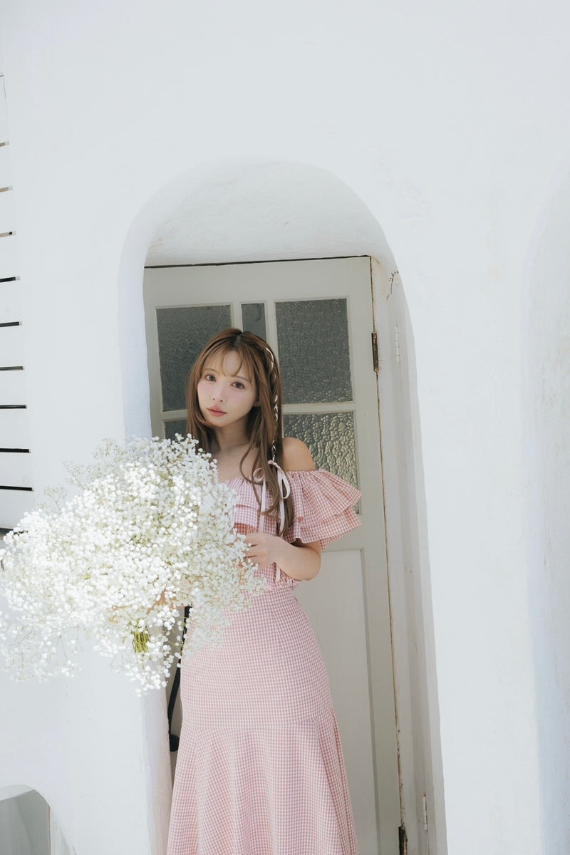 Gingham Check Frill Top & Long Skirt