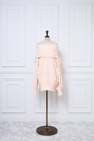 Sweet Ribbon Off-Shoulder Knit Dress