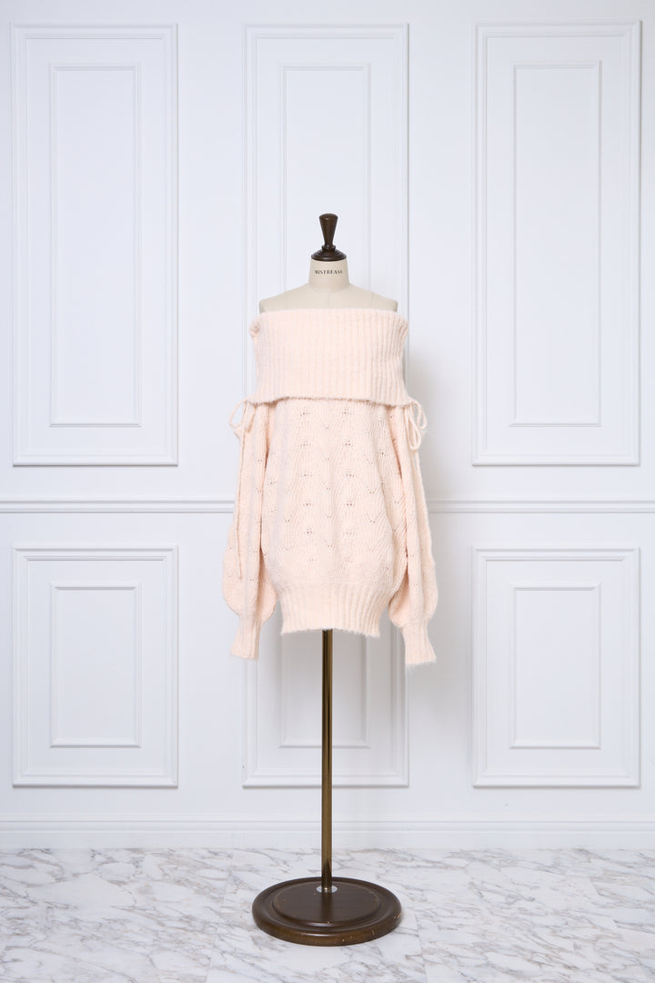 ワンピース Sweet Ribbon Off-Shoulder Knit Dress Sweet Ribbon Off-Shoulder Knit Dress - MISTREASS