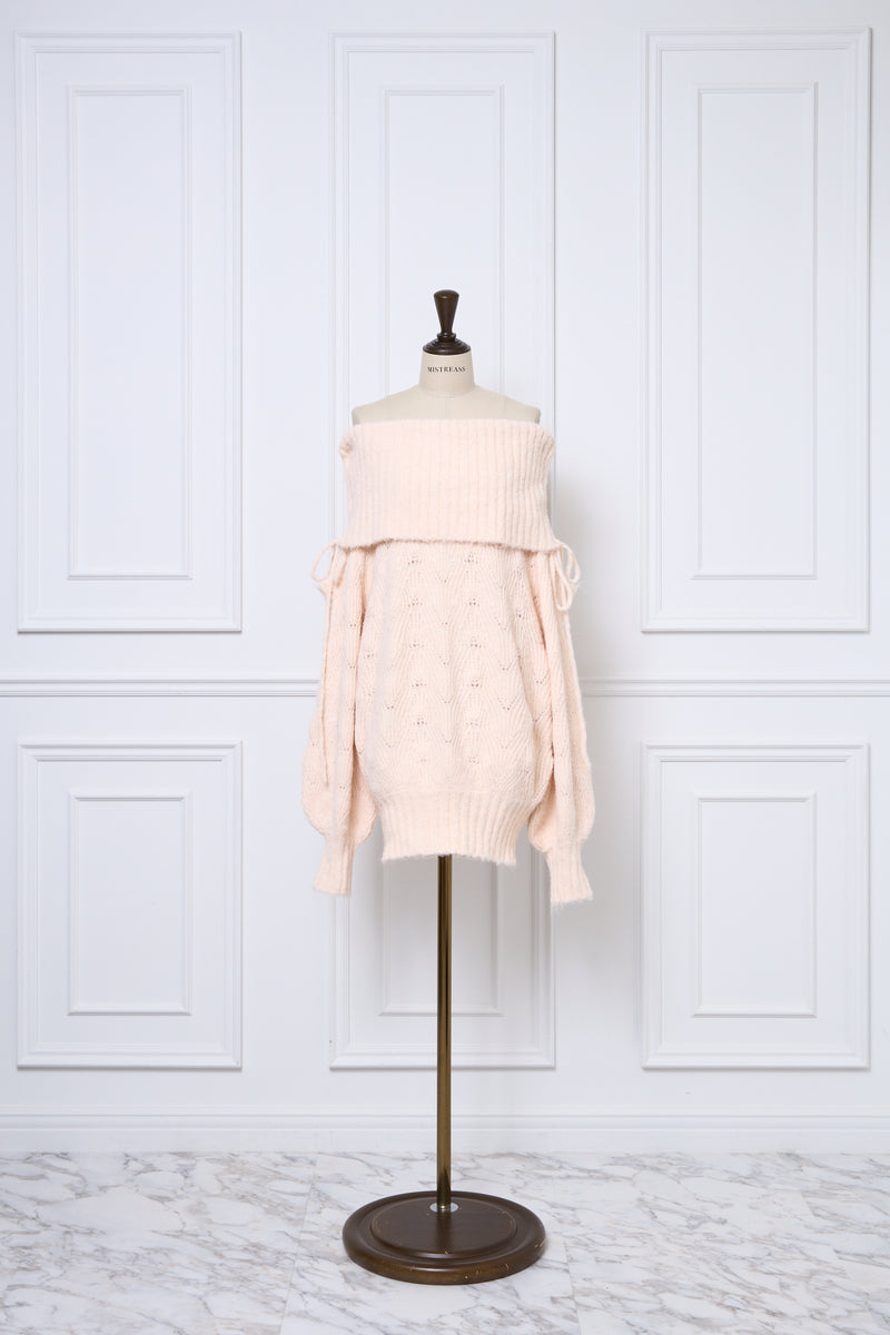 Sweet Ribbon Off-Shoulder Knit Dress