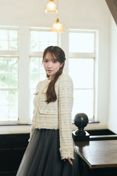 【10月下旬配送】Romantic Tweed Fringe Jacket