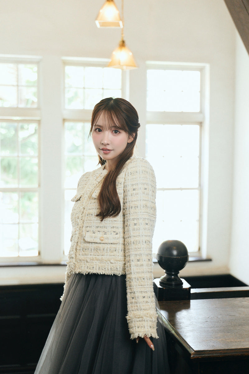 【10月下旬配送】Romantic Tweed Fringe Jacket
