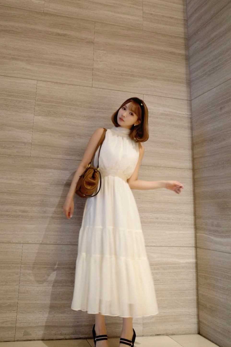 ワンピース Sheer Shiny Gather Tiered Dress Sheer Shiny Gather Tiered Dress - MISTREASS