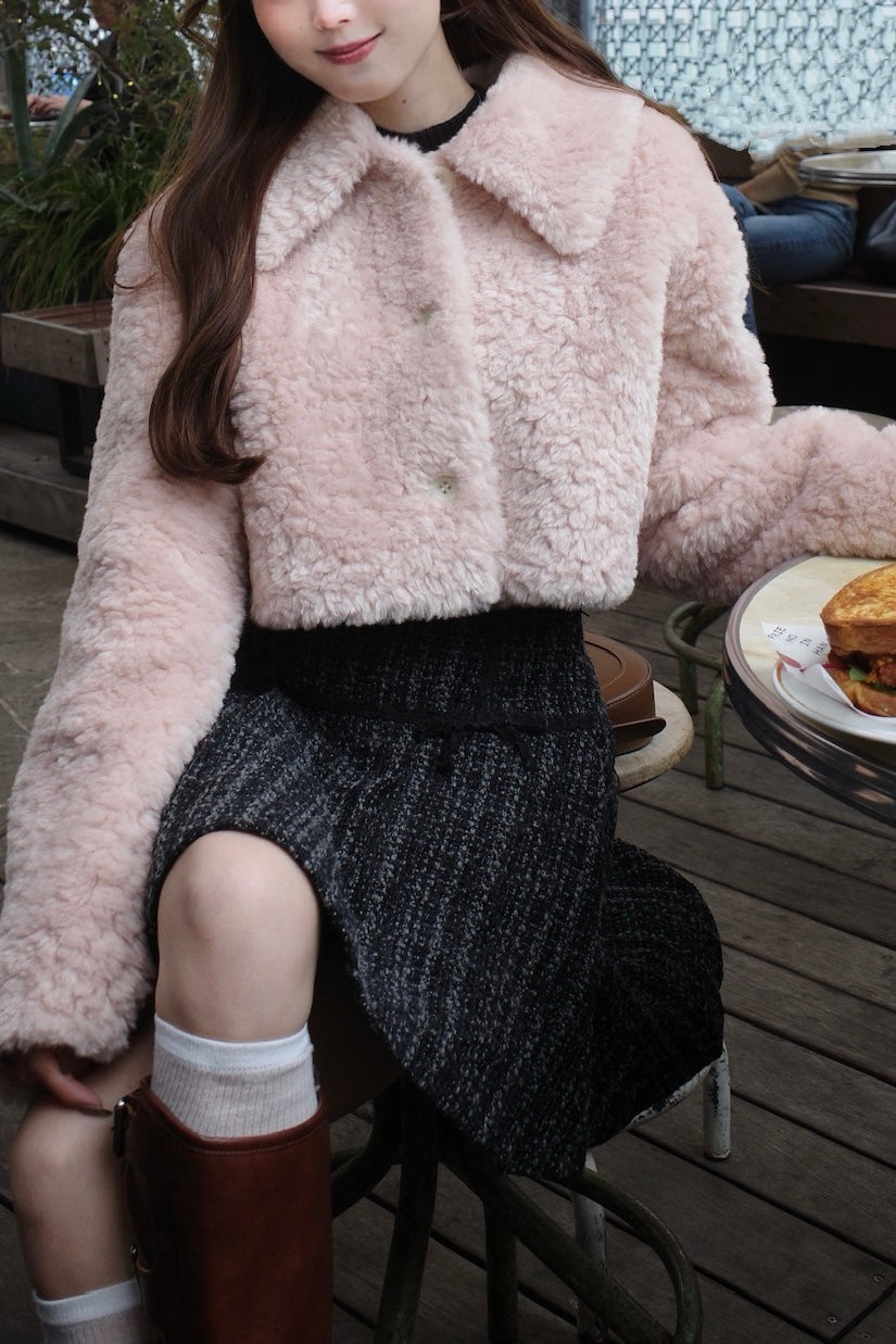 Fluffy Boa Crop Jacket - MISTREASS