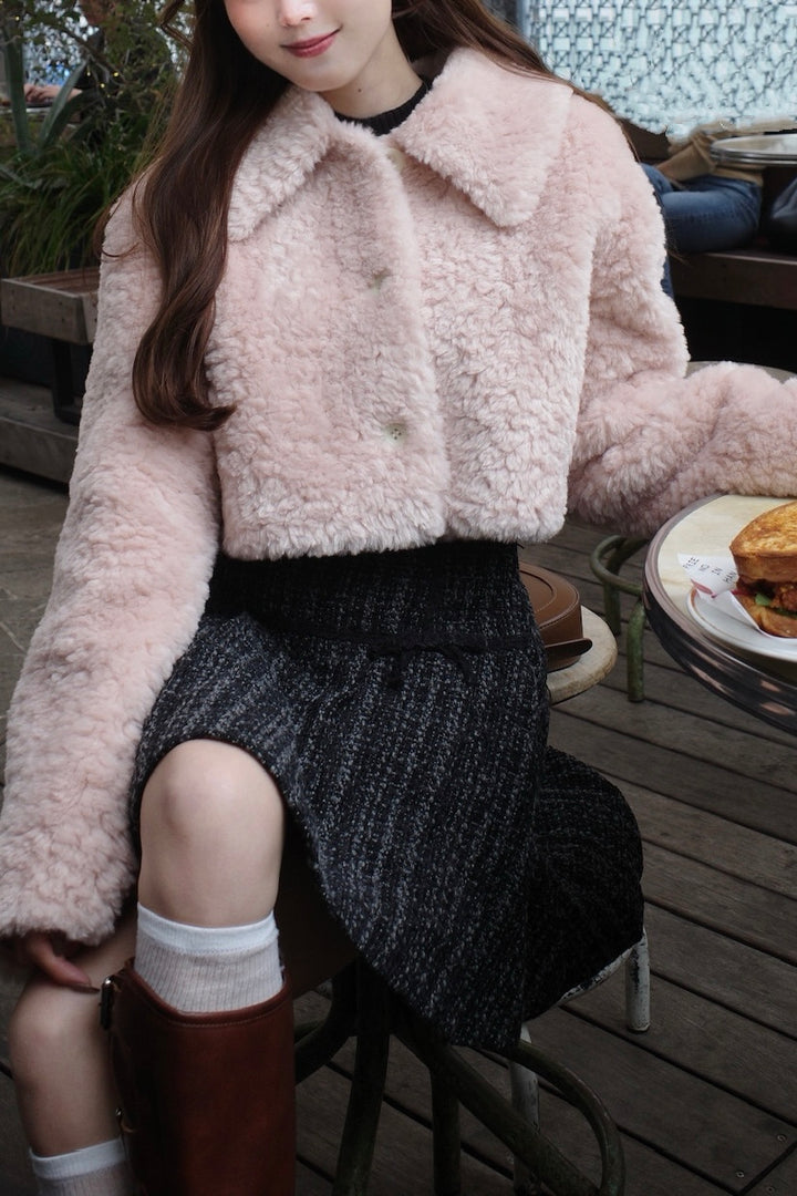 Fluffy Boa Crop Jacket - MISTREASS