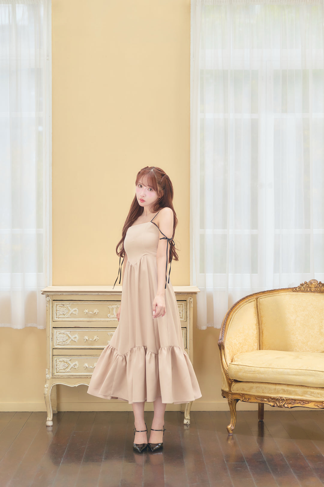 ミストレアス ビカラーストラップキャミソールドレス Flow Bicolor Strap Camisole Dress - MISTREASS