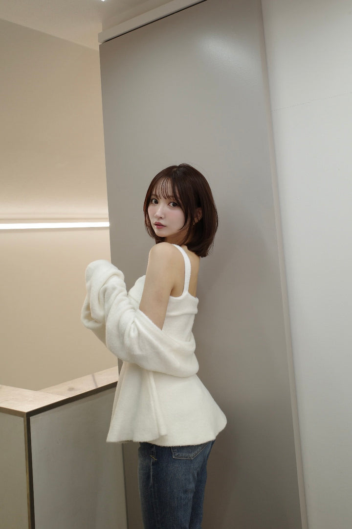 Fuzzy Knit Peplum Cami & Bolero Set - MISTREASS
