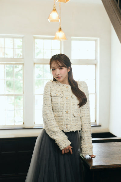 【10月下旬配送】Romantic Tweed Fringe Jacket