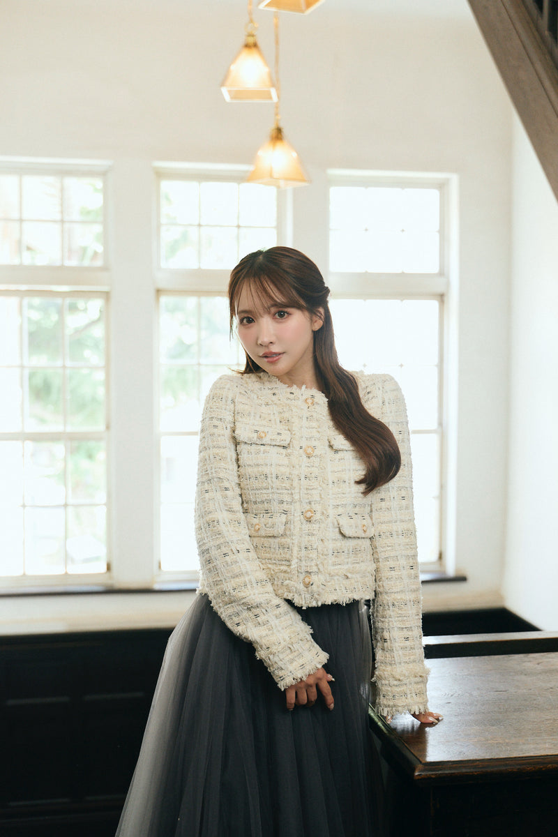 【10月下旬配送】Romantic Tweed Fringe Jacket