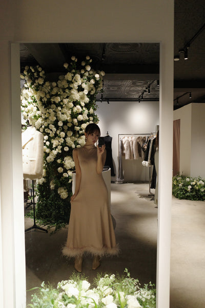 【12月上旬配送】Feather Hem Knit Dress