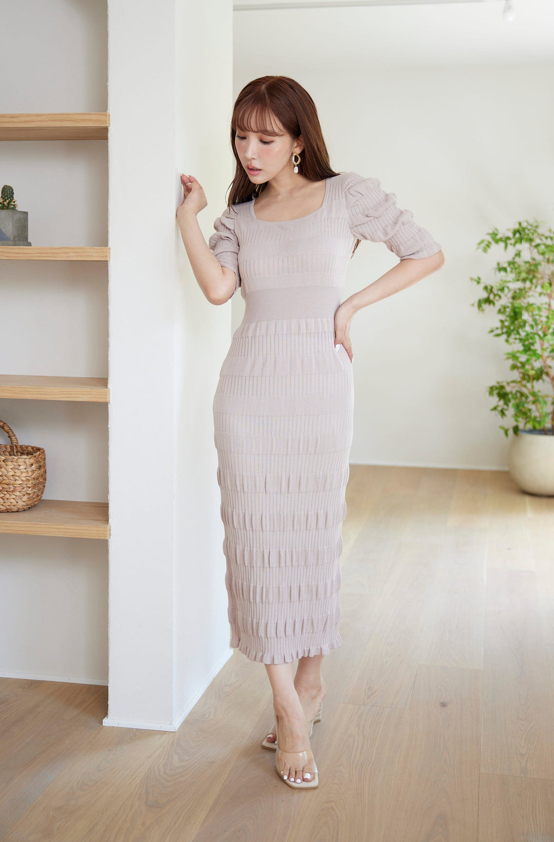 Shirring Border Knitted Dress - MISTREASS