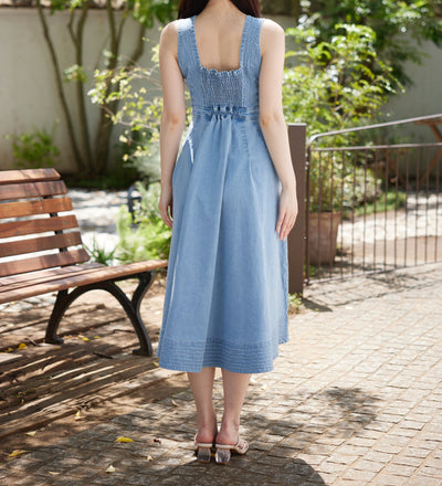 Sleeveless Denim Stitch Dress