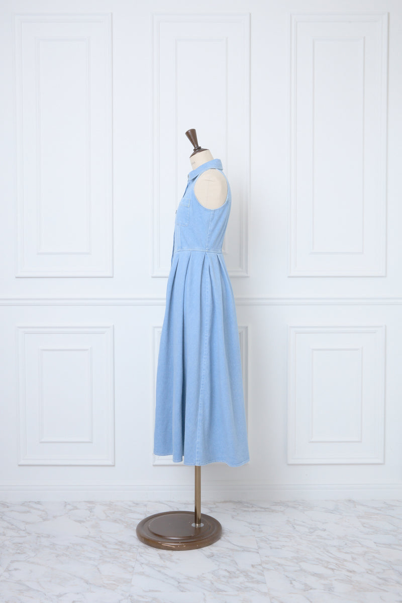 Denim Amerian Sleeve Long Dress
