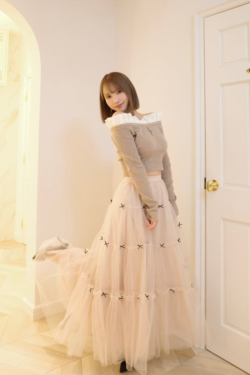 Mini Ribbon Volume Tulle Tiered Skirt