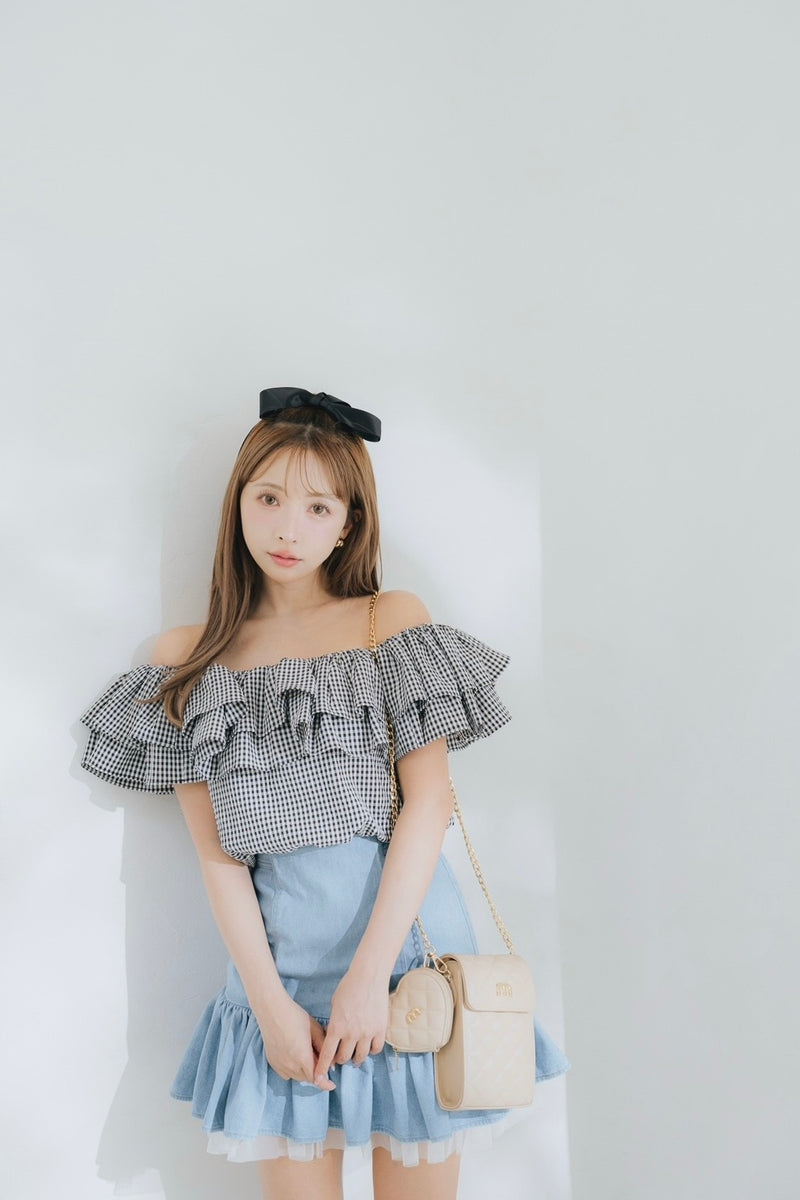 Sheer Hem Denim Mini Skirt