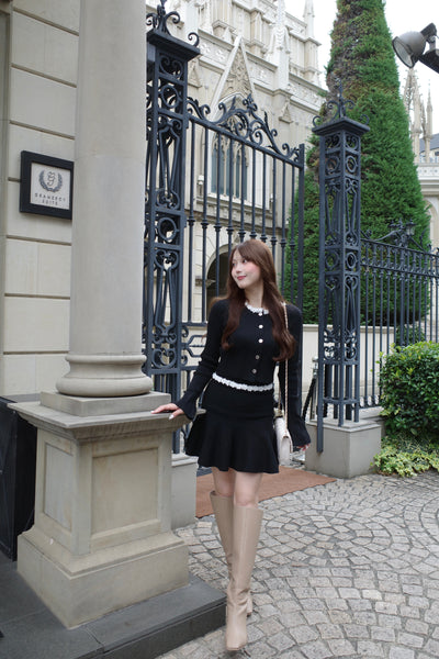 【12月上旬配送】Floral Trim Knit Set-Up
