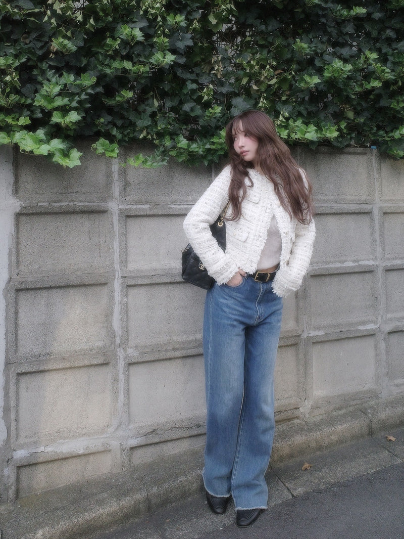【10月下旬配送】Romantic Tweed Fringe Jacket