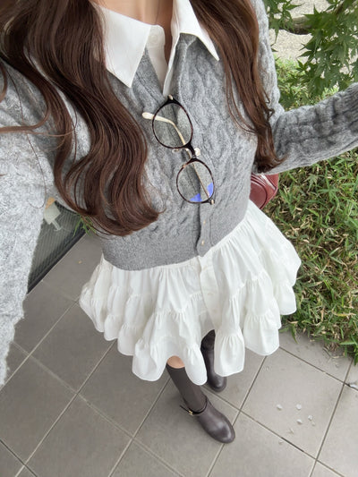 【12月上旬配送】Layered Cable Knit Dress Set