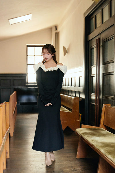 【9月下旬配送】Whipped Ruffle Semi-Mermaid Dress