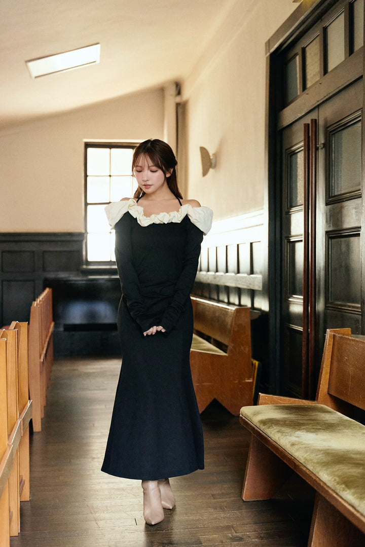 MISTREASS Bicolor Ruffle Pleated Dress ミストレアスBicolor