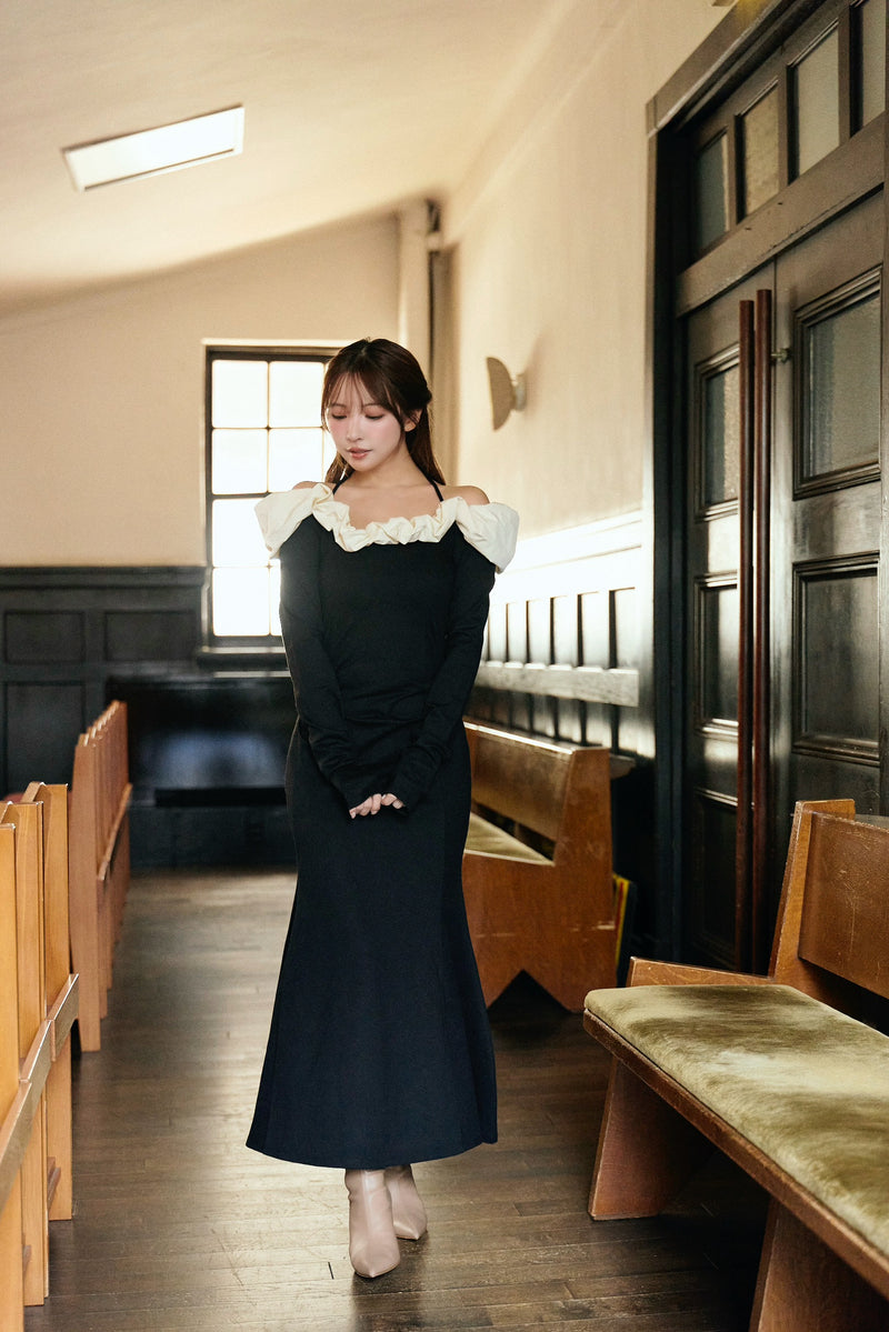 【9月下旬配送】Whipped Ruffle Semi-Mermaid Dress