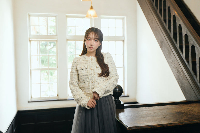 【10月下旬配送】Romantic Tweed Fringe Jacket