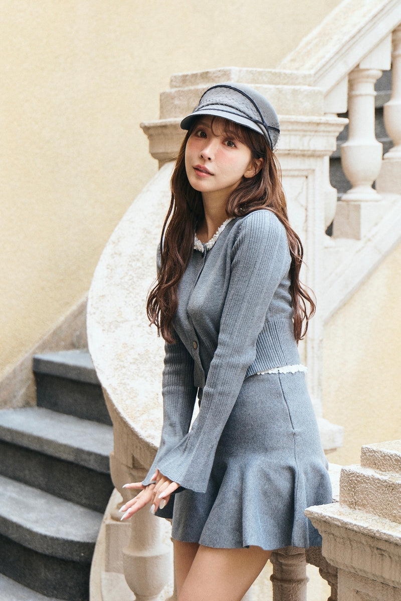 【12月上旬配送】Floral Trim Knit Set-Up
