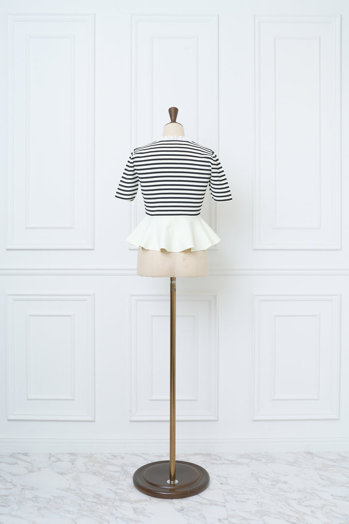 k*o様 ミストレアス　Chiffon-trim peplum knit ボーダ Chiffon-trim peplum knit - MISTREASS